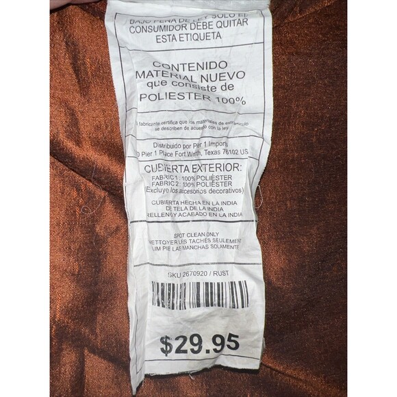 Pier 1 Imports Set Of 2 Embroidered Pillow Covers  18x18 Rust Floral Zipper - Picture 8 of 11